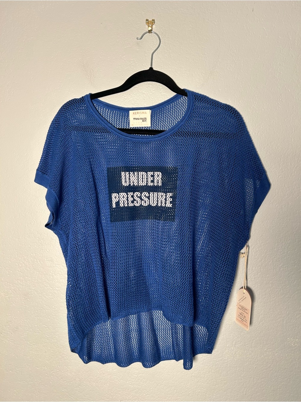 Kerisma x Two Four Six Blue 'Under Pressure' Mesh Short-Sleeve Tee Upcycled M